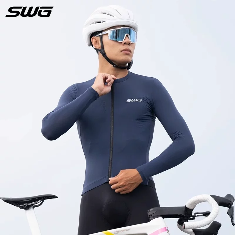 Áo thun đi xe đạp co giãn cao mới của Mingsheng mùa xuân hè, chống nắng, nhẹ, thoáng khí, nhanh khô, thiết bị đạp xe đường trường dài tay dành cho nam giới