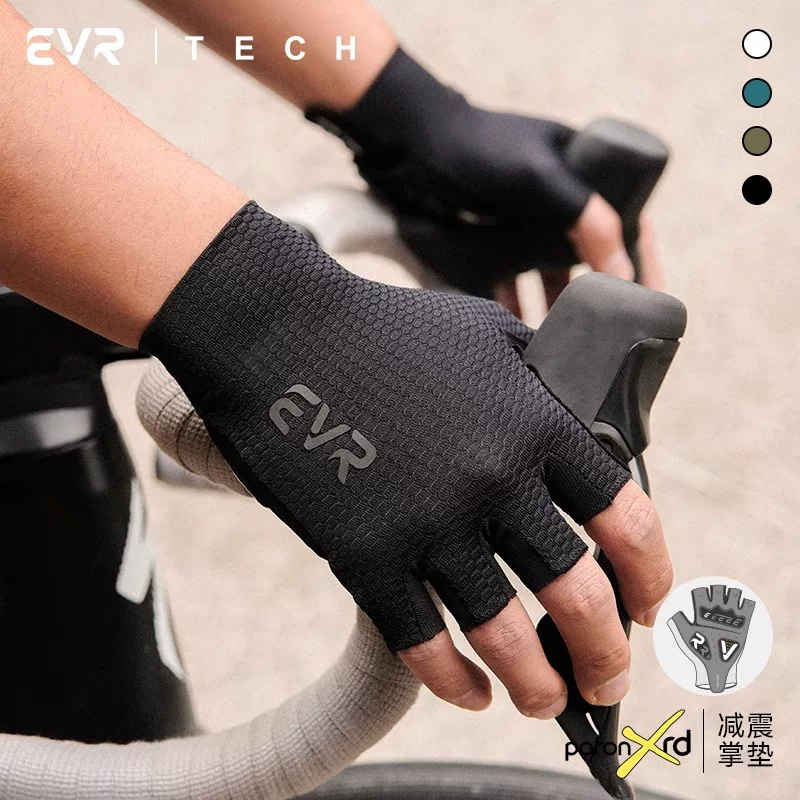 Găng tay đạp xe EVR dành cho nữ, nửa ngón tay, chống sốc, chống trượt, đệm, găng tay đạp xe đường trường và leo núi dành cho nam, chống nắng mùa hè