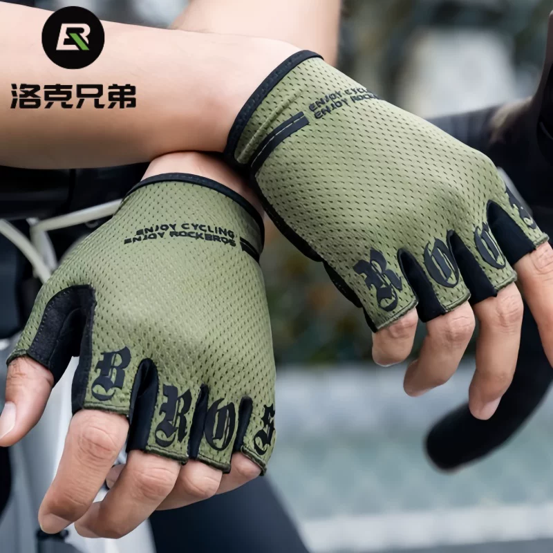 Găng tay đi xe đạp Rock Brothers thiết bị xe đạp leo núi đường bộ găng tay xe đạp nửa ngón chống trượt thoáng khí mùa hè