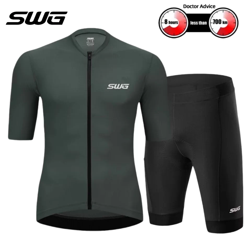 Bộ đồ đạp xe đường trường SWG Mingsheng mùa hè mới thoáng khí, nhanh khô, quần đùi có dây đeo, áo ngắn tay