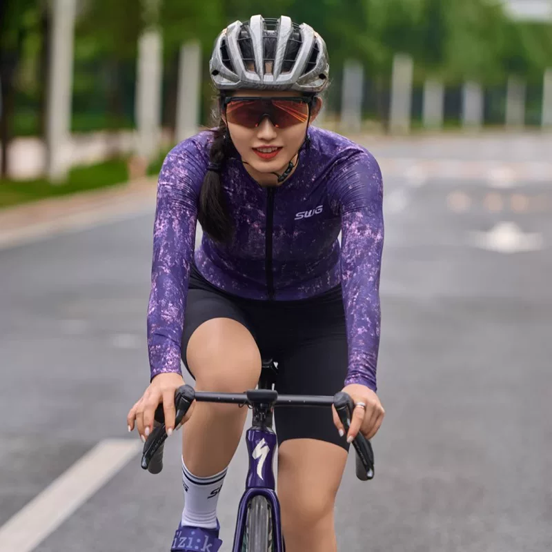 Áo thể thao đạp xe mùa thu mới của SWG Mingsheng dành cho nữ, áo dài tay, áo bảo vệ nắng, nhanh khô, thoáng khí, phù hợp với xe đạp đường trường