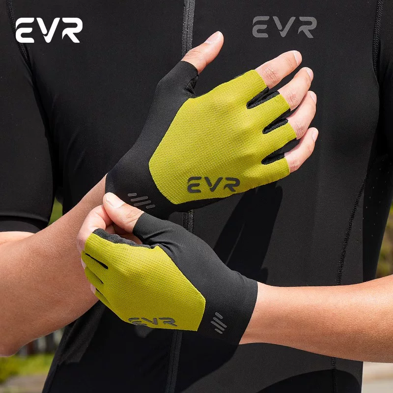 Găng tay đạp xe EVR dành cho mùa hè, thiết bị giảm xóc bằng silicon dành cho xe đạp đường trường và xe đạp leo núi dành cho nam và nữ, thoáng khí nửa ngón tay