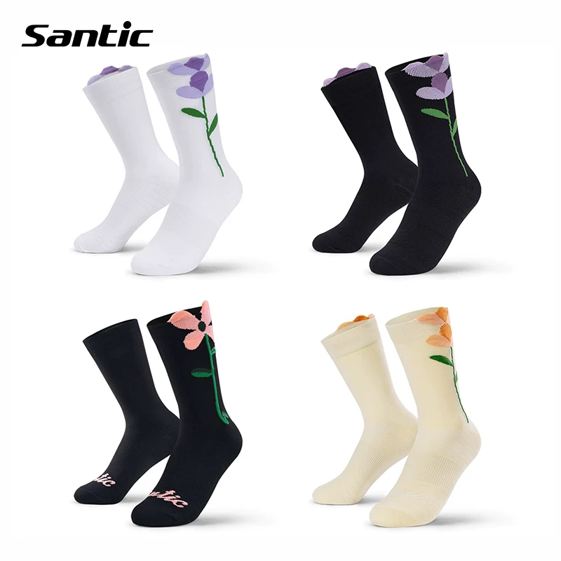 Tất đi xe đạp mới của Santic là loại tất dài đến giữa bắp chân thấm mồ hôi, nhanh khô, tất thể thao đạp xe chuyên nghiệp dành cho nữ, Huayin.