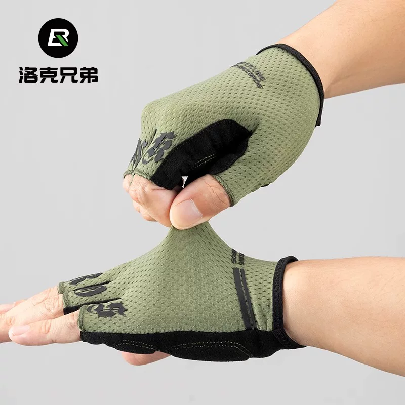 Găng tay đi xe đạp Rock Brothers thiết bị xe đạp leo núi đường bộ găng tay xe đạp nửa ngón chống trượt thoáng khí mùa hè