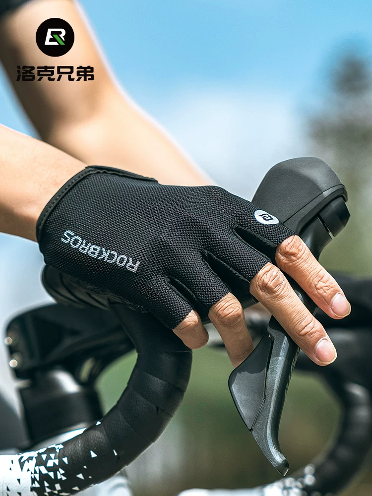 Găng tay đi xe đạp Rock Brothers, găng tay nửa ngón dành cho nam và nữ, xe đạp leo núi mùa xuân và mùa hè và xe đạp đường trường có khả năng hấp thụ sốc và thoáng khí