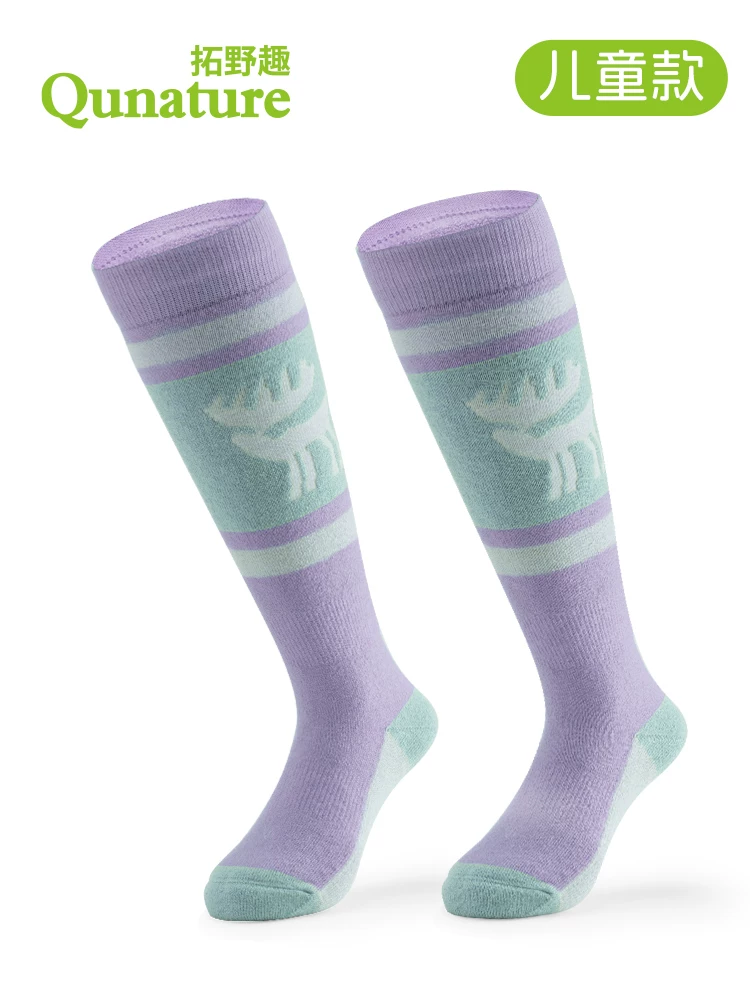 Tất trượt tuyết Tuoyequ dành cho trẻ em, bé trai và bé gái, tất ống dài ống cao bằng len ấm áp, tất thể thao ngoài trời dày dặn dành cho mùa đông.