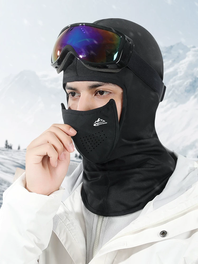 Mặt nạ bảo vệ mặt khi trượt tuyết dành cho nam giới, mặt nạ đi xe đạp chống lạnh mùa đông, mũ bảo hiểm lót lông cừu chống gió cho xe máy