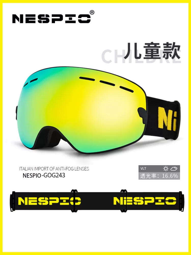 Kính trượt tuyết trẻ em NESPIO kính trượt tuyết hai lớp chống sương mù và chống gió hình cầu lớn dành cho bé trai và bé gái