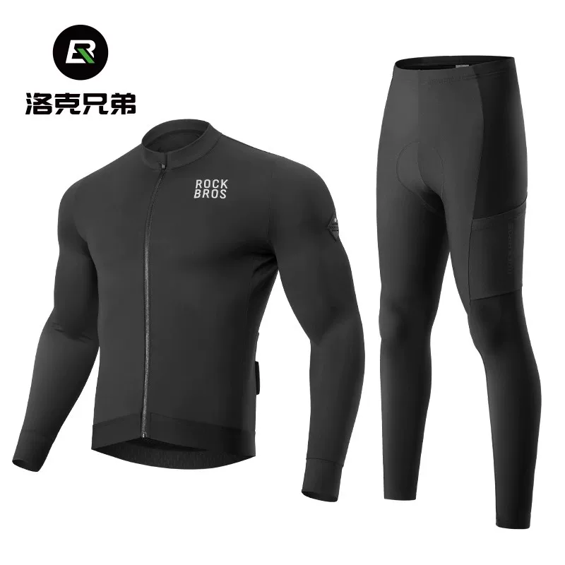 Rock Brothers Áo đi xe đạp dài tay lông cừu giữ nhiệt hàng đầu mỏng xe đạp đường núi quần áo nam mùa thu đông