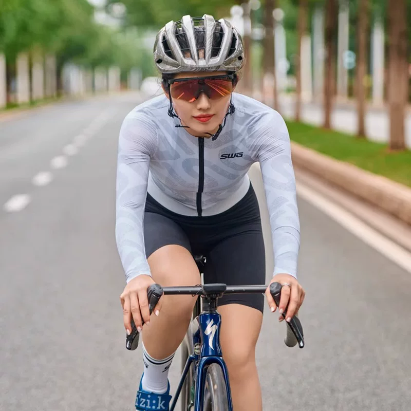 Áo thể thao đạp xe SWG Mingsheng dài tay dành cho nữ mùa xuân, mùa hè và mùa thu áo khoác mỏng đi xe đạp đường núi