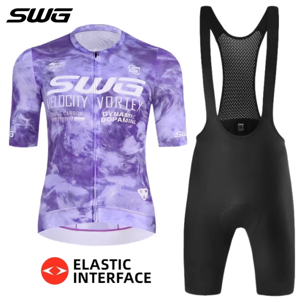 SWG Mingsheng mùa hè đi xe đạp jersey áo ngắn tay quần short nam và nữ bộ yếm nhanh khô xe đạp đường trường chuyên nghiệp