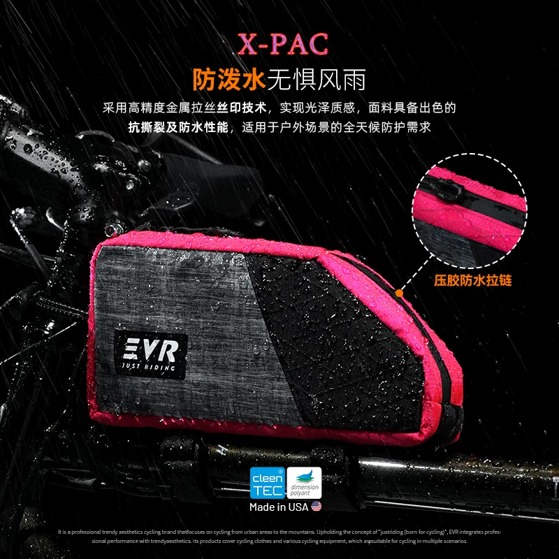 Túi xe đạp EVR chống nước, màn hình cảm ứng, túi khung trên, túi khung trước xe đạp đường trường, ngăn chia đồ dùng xe đạp, chất liệu X-PAC