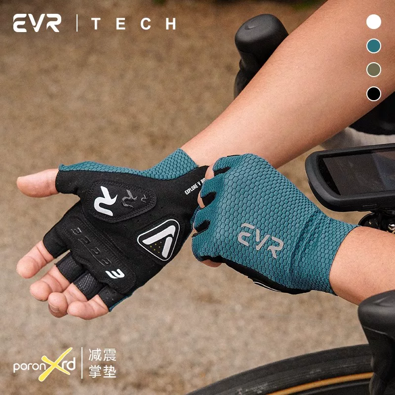 Găng tay đạp xe EVR dành cho nữ, nửa ngón tay, chống sốc, chống trượt, đệm, găng tay đạp xe đường trường và leo núi dành cho nam, chống nắng mùa hè