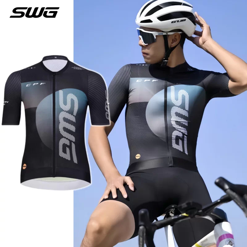 Áo thun nam đi xe đạp SWG ngắn tay mùa hè co giãn cao thoáng khí mùa thu đi xe đạp đường trường áo ôm sát dòng Yu Chen