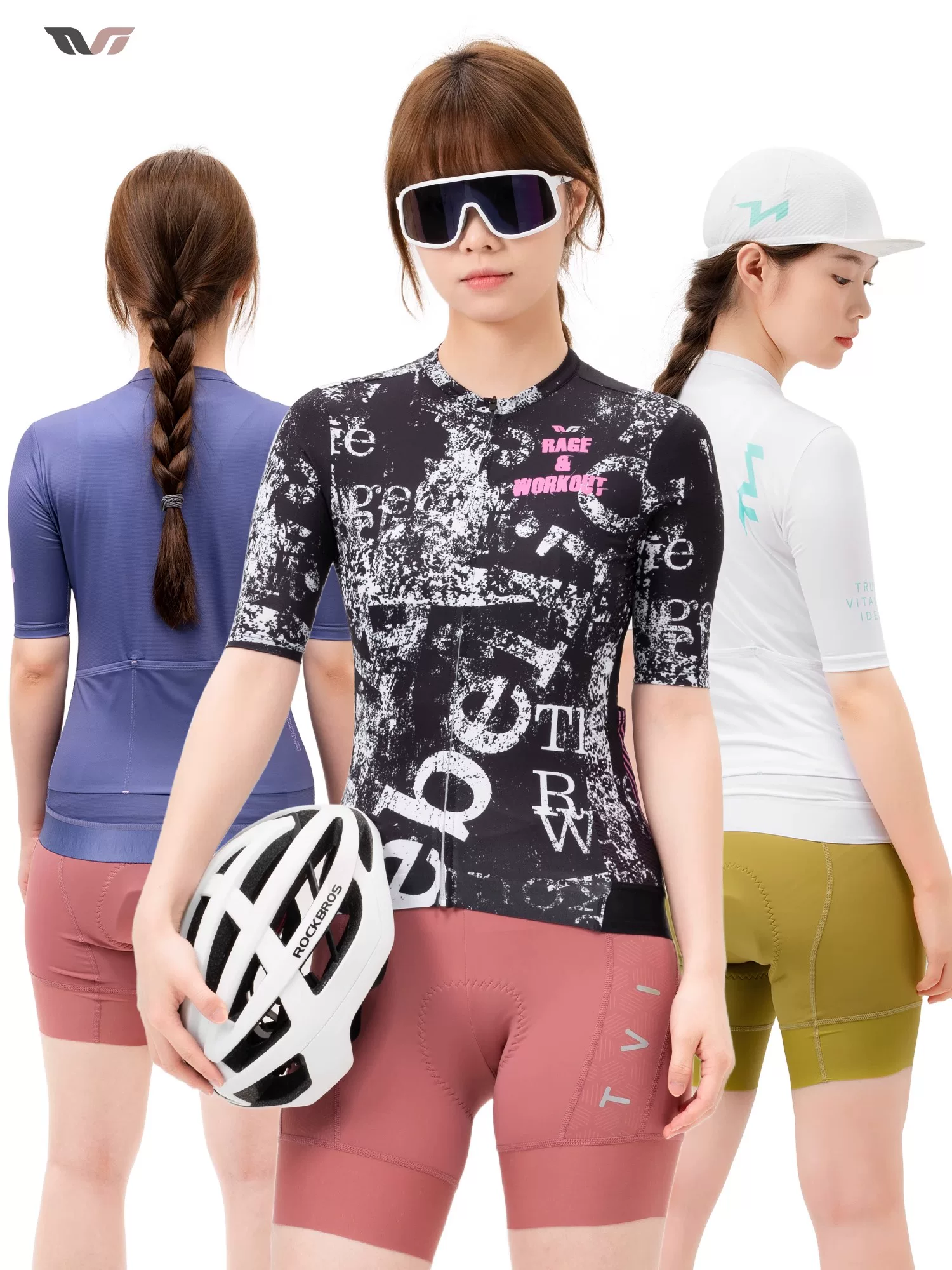 Áo thể thao đạp xe Rock Brothers TVI series ngắn tay dành cho nữ mùa hè chống nắng nhanh khô áo đi xe đạp đường núi