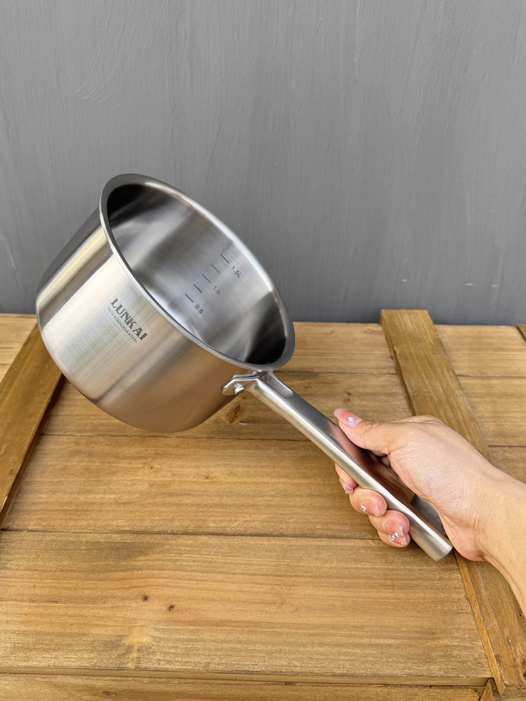 Nồi hấp sữa bằng thép không gỉ composite LUNKAI, nồi nấu ăn sáng, nồi nấu cháo, nồi ăn dặm trẻ em, đúc liền khối 16cm