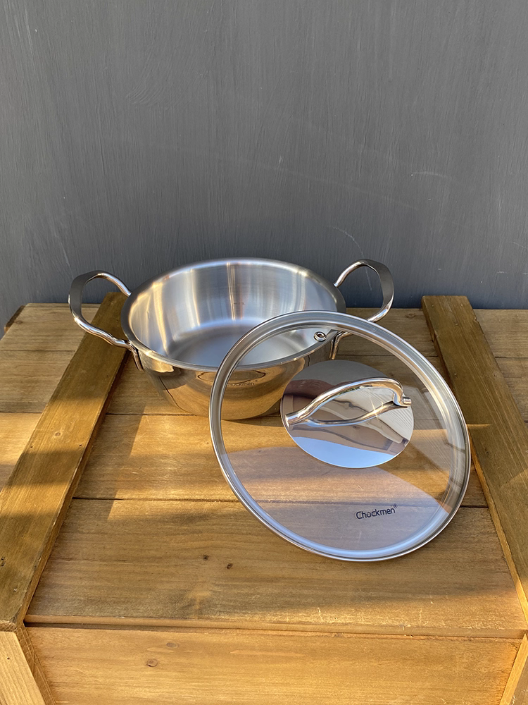 Nồi sữa hai tay cầm bằng thép không gỉ 18/10 siêu tiện dụng, nồi đa năng dùng để chiên, nấu ăn và nồi súp nhỏ dành cho một người, thích hợp để nấu mì, 18cm.