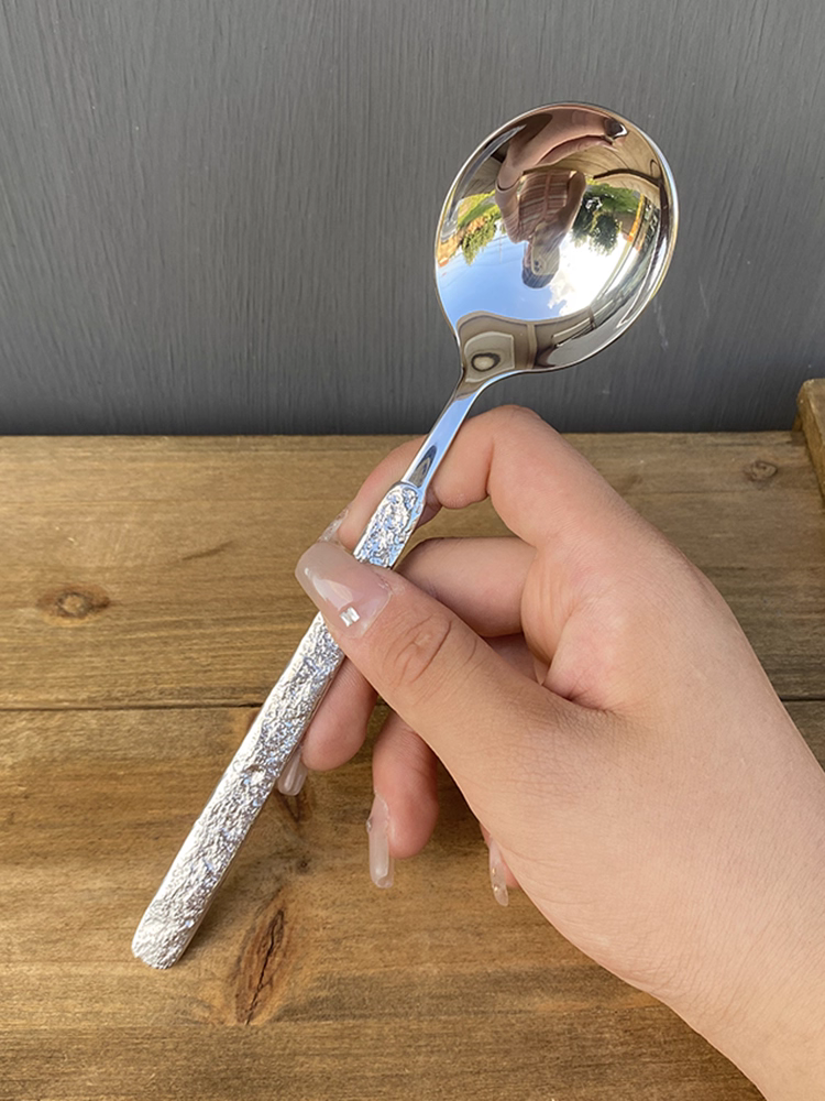 【Tập trung vào chất lượng, được sử dụng bởi Boss Lady chính hãng】Thìa đầu tròn bằng thép không gỉ 304 dùng để ăn, thìa súp, thìa tròn lớn để uống súp