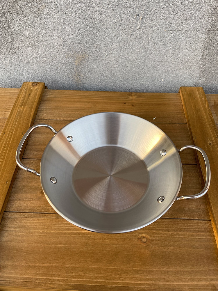 Chảo đa năng Little Monster bằng thép không gỉ, dùng được cho món Paella Tây Ban Nha, chiên, xào, nấu lẩu cay, nướng phô mai, cơm nướng