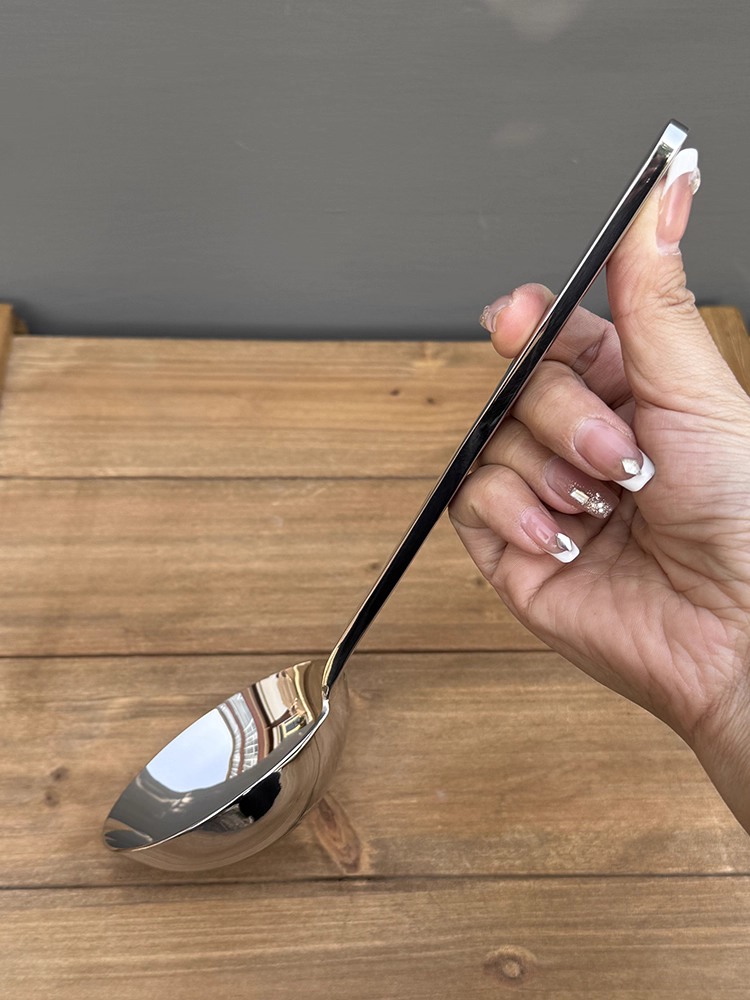 Muỗng đầu tròn lớn cán dài bằng thép không gỉ 18/10 hạng nặng, muỗng súp lớn miệng sâu dày, muỗng cháo, muỗng phục vụ cơm và bột.