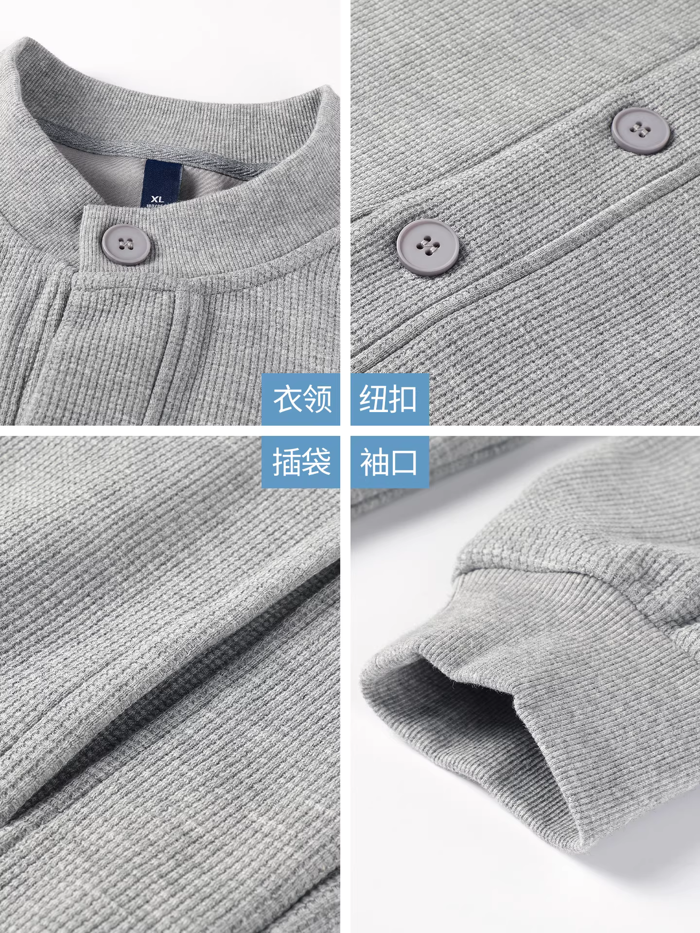 Áo khoác waffle hạng nặng Pure Group 470G dành cho nam, kiểu dáng rộng theo phong cách Mỹ mùa đông, lót lông cừu, áo khoác cardigan bóng chày ấm áp.