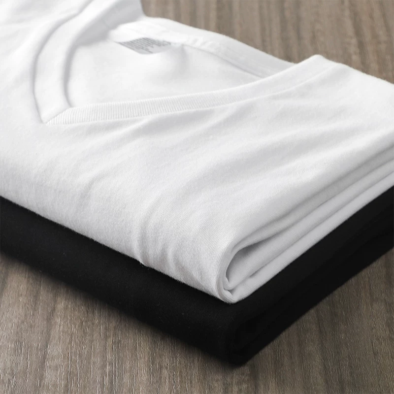 Áo thun nam tay ngắn cổ chữ V nặng 270g phong cách Nhật Bản, áo thun cotton nguyên chất màu trơn cổ tim mùa hè, áo thun nửa tay rộng rãi