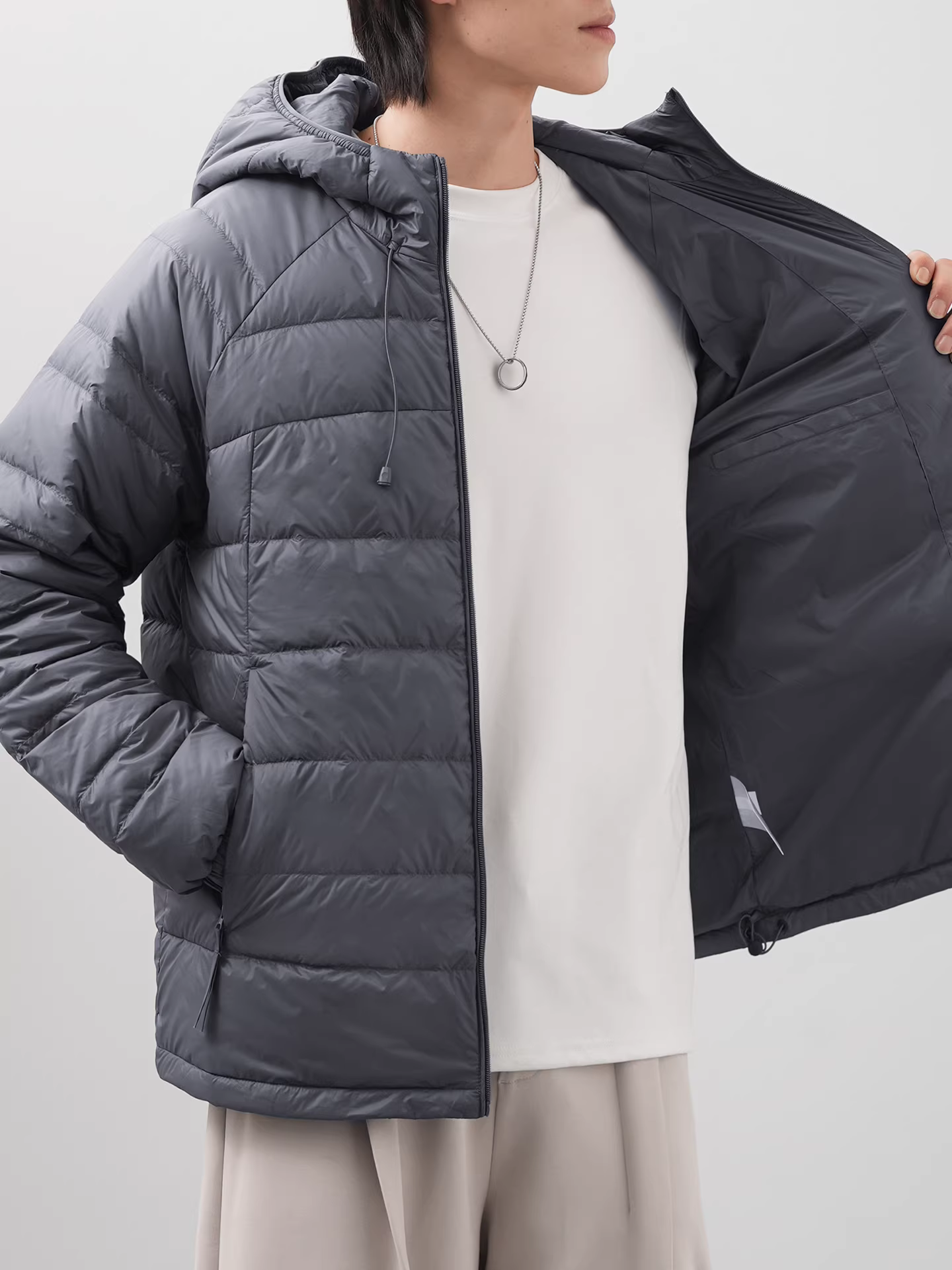 Áo khoác lông vũ 90% nguyên chất dành cho nam, kiểu dáng mới của Mỹ dành cho mùa đông, nhẹ, chống lạnh, lớp lót bên trong ấm áp, áo khoác có mũ trùm đầu.