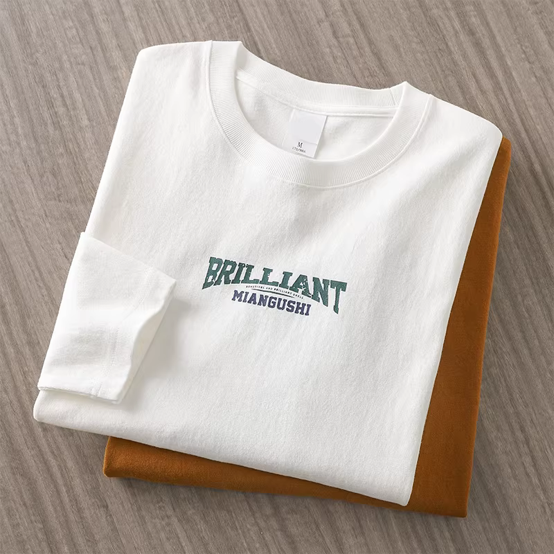 Áo thun dài tay in hình xe địa hình hạng nặng 320G dành cho nam, áo nỉ cổ tròn phong cách Mỹ mùa thu, áo sơ mi dáng rộng vai thường dành cho nam.