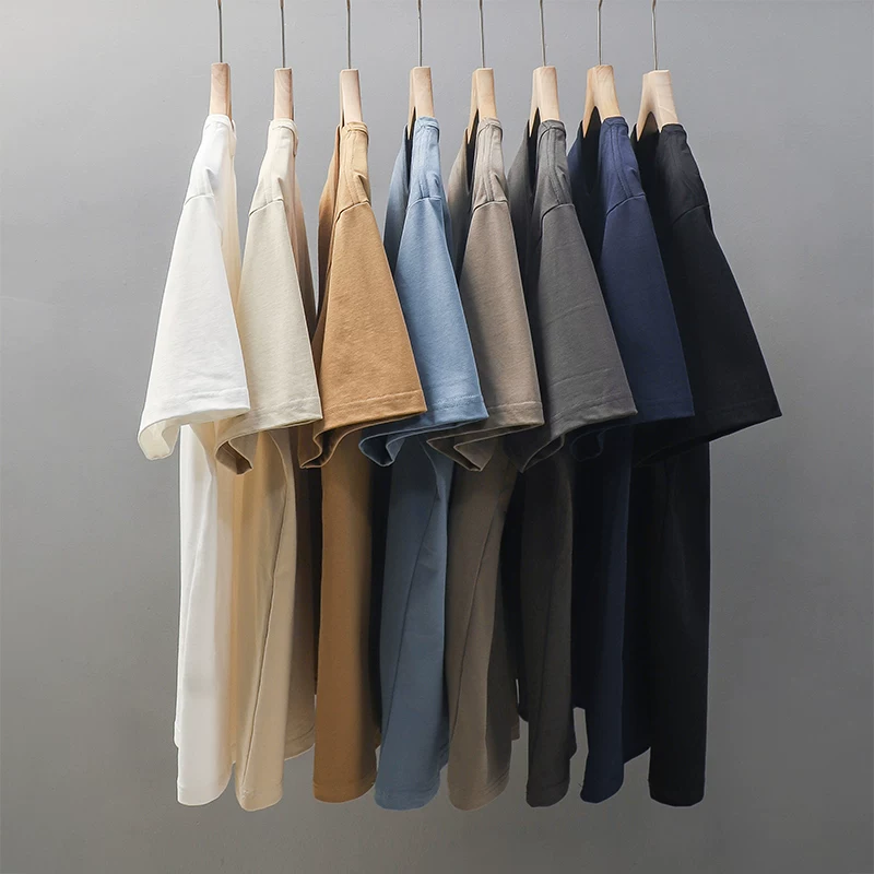 Áo thun nam cotton nguyên chất kiểu Mỹ, ba kim, tay ngắn, phong cách đường phố mùa hè, chất liệu cotton nguyên chất dày 300G, áo thun tam giác ngược.