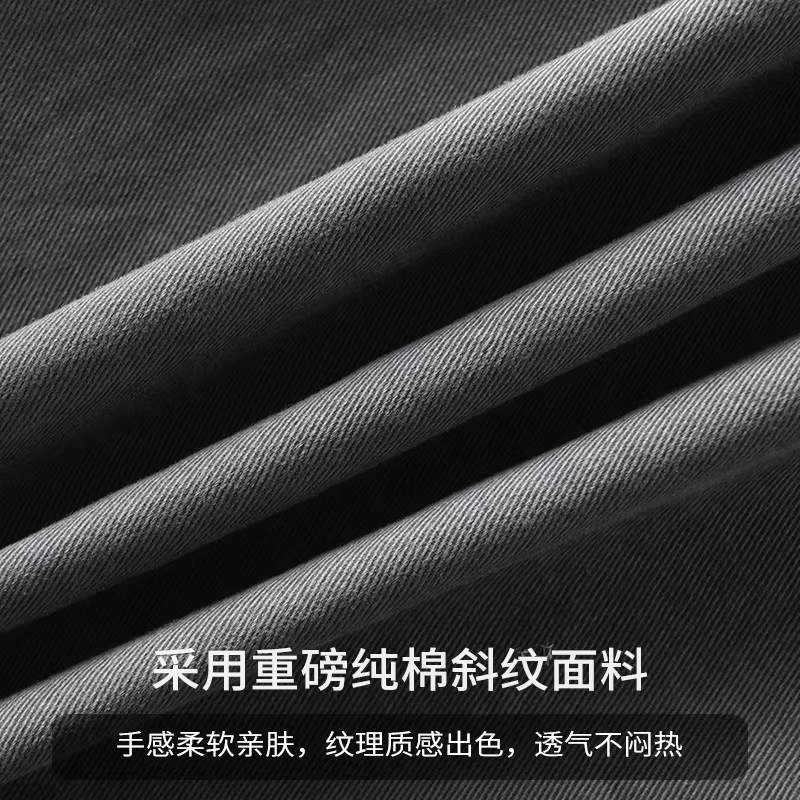 Quần cargo cotton nguyên chất nam, mẫu mới xuân 2025, thương hiệu thời thượng, quần dài rộng rãi, thoải mái, quần đen dáng thẳng rộng.