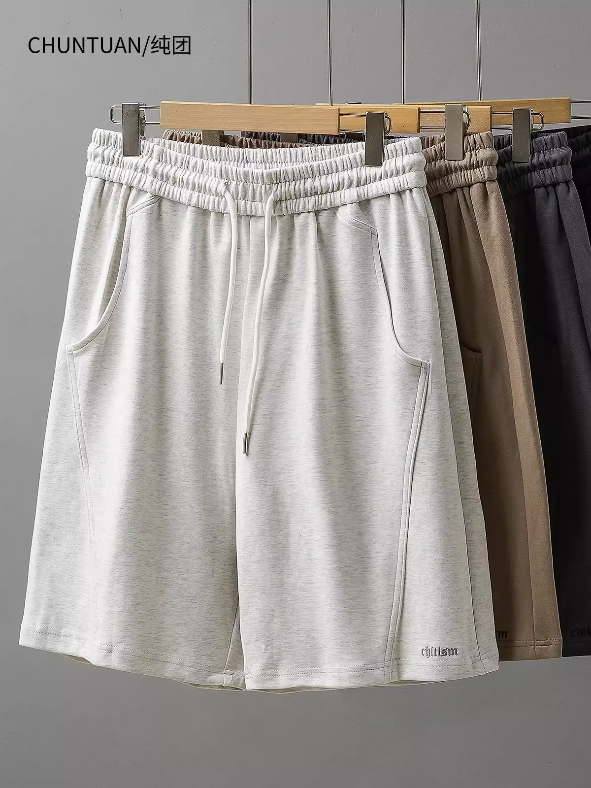 Quần short làm việc nặng bền dành cho nam, thương hiệu thời trang theo phong cách Mỹ mùa hè, thiết kế chắp vá, quần short thể thao dáng rộng ống thẳng.