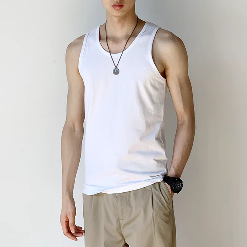 Áo ba lỗ màu xám trơn kiểu Nhật dành cho nam, áo ba lỗ thể thao mỏng mùa hè tập thể dục chạy bộ áo vest không tay áo thun không tay hợp thời trang