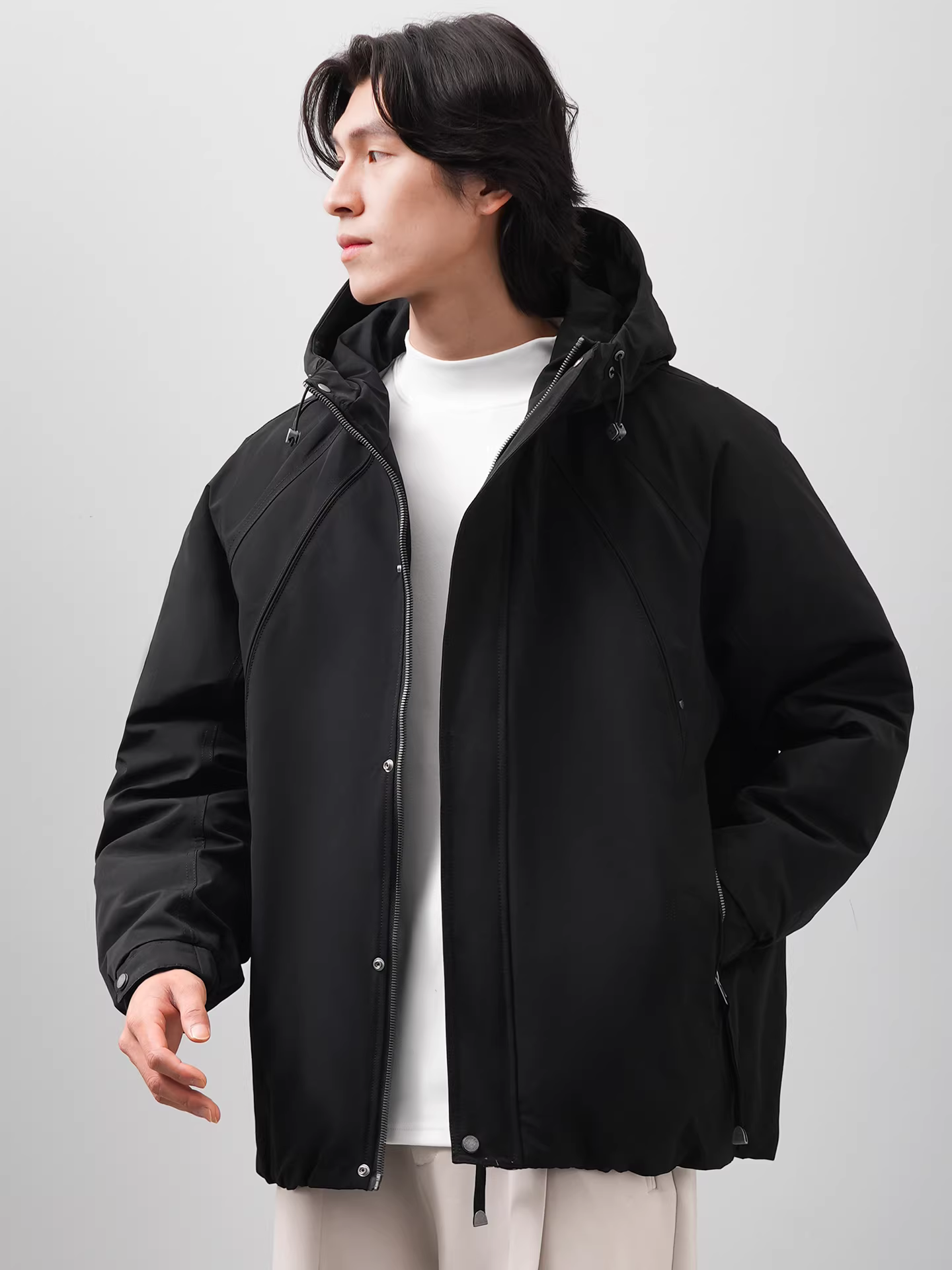 Áo khoác ba lớp nguyên chất, áo khoác cotton cho nam, áo khoác cotton dày dặn ấm áp mùa thu đông, trang phục bảo hộ lao động, áo khoác leo núi ngoài trời có mũ trùm đầu.