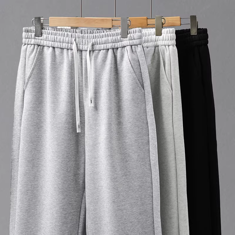 Quần thể thao nam chất liệu dày 400g, kiểu dáng Mỹ thời thượng mùa xuân, quần ống thẳng, chất liệu trơn, mềm mại, quần thể thao dệt kim rộng rãi