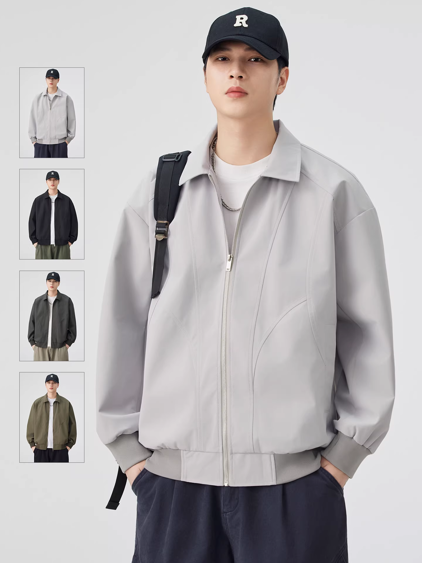 Áo khoác Harrington kiểu Mỹ thuần túy dành cho nam, áo khoác bomber dáng rộng có cổ áo kiểu dáng hiện đại, hợp thời trang mùa xuân và mùa thu