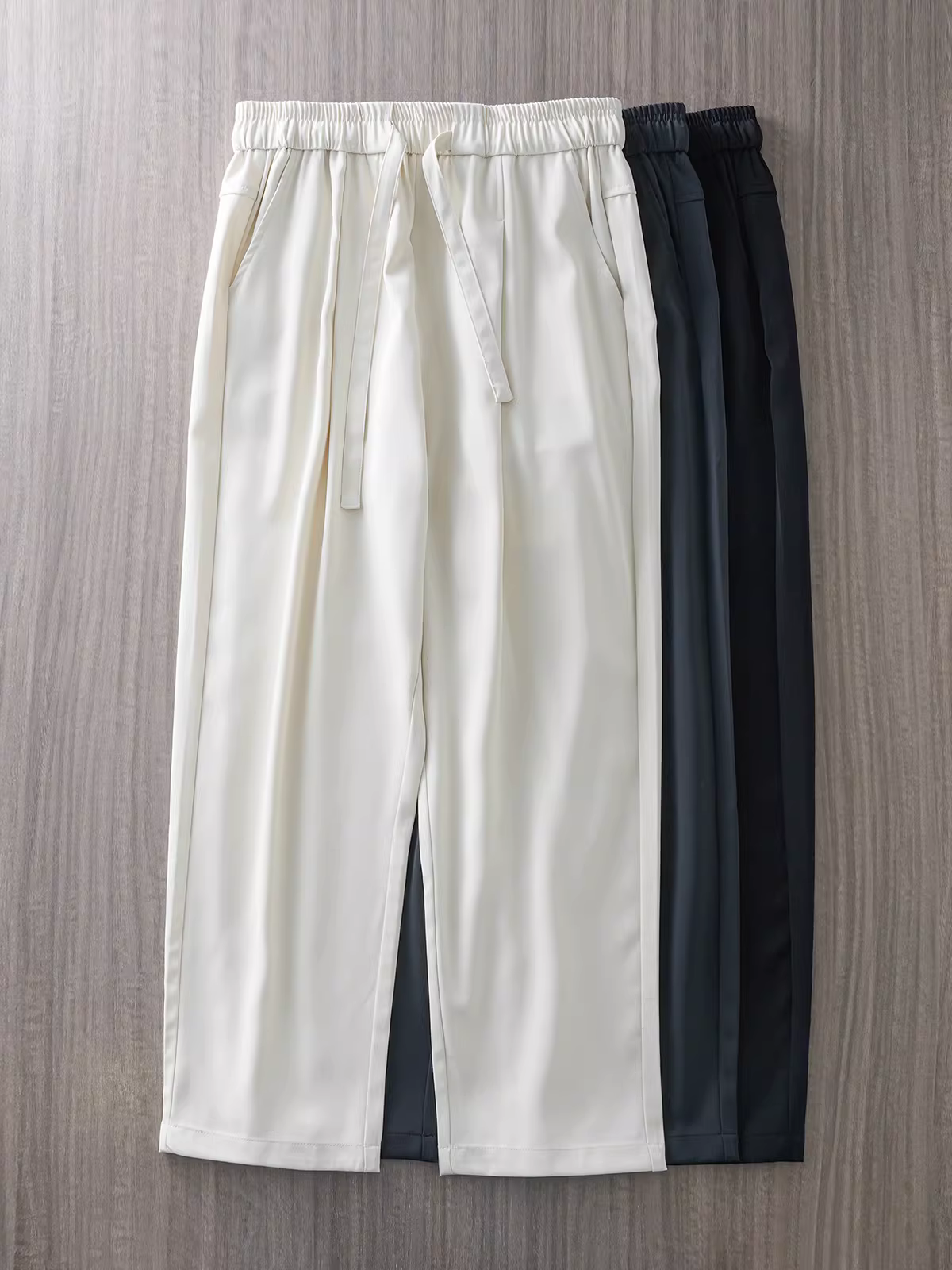 Quần âu kiểu Mỹ chất liệu lụa đá mát lạnh dành cho nam, quần thể thao ống rộng thoáng mát mùa hè, quần âu mỏng nhanh khô, chất liệu mềm mại