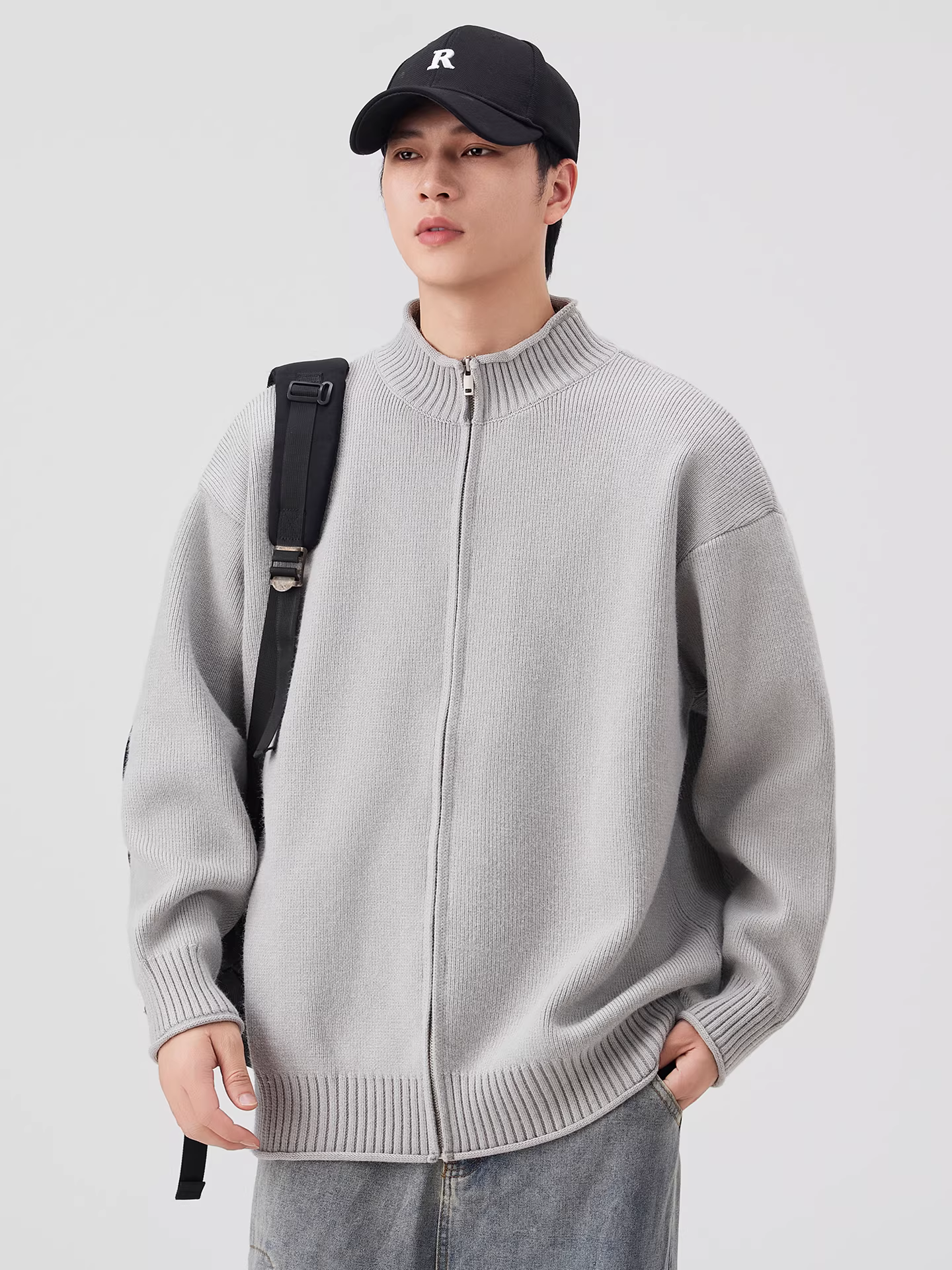 Áo khoác cardigan hạng nặng Pure Group 930G dành cho nam, phong cách Mỹ mùa thu đông, cảm giác cao cấp, dày dặn, ấm áp, chất liệu dệt kim cổ đứng.