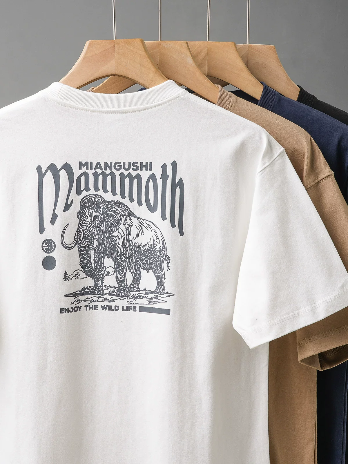 Áo thun nam tay ngắn chất liệu cotton dày 320g, kiểu dáng vintage Mỹ, in họa tiết mùa hè, áo thun cổ tròn rộng rãi, thương hiệu thời thượng