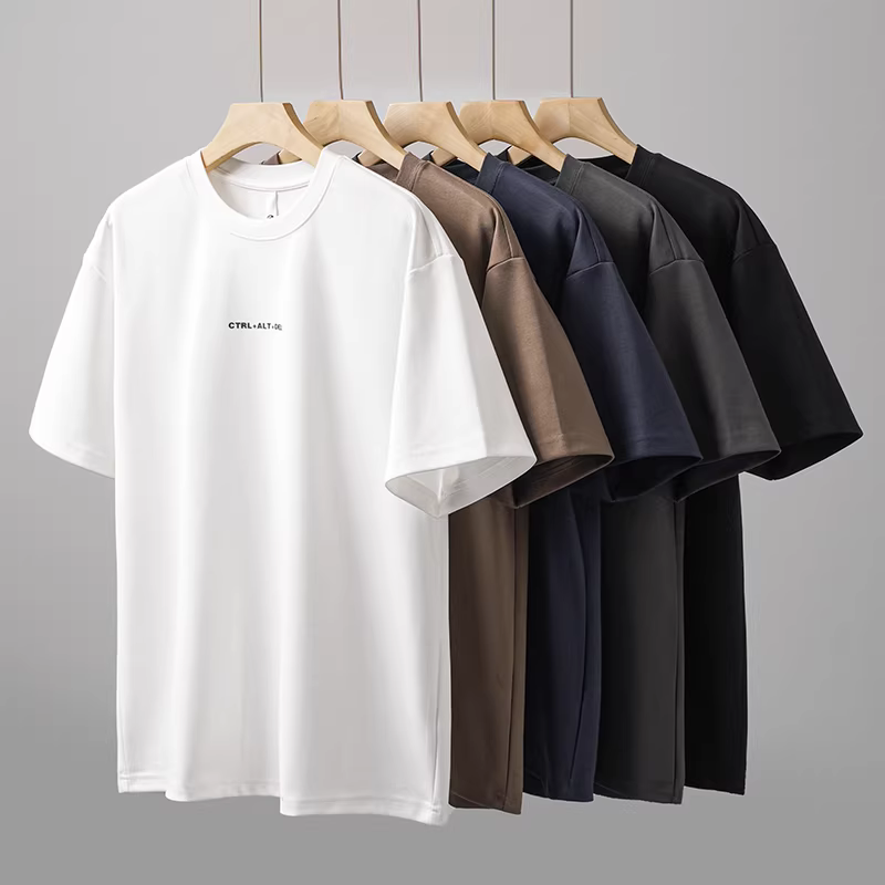 Áo thun nam tay ngắn chất liệu cotton dày 300G, kiểu dáng mùa hè phong cách Mỹ, in chữ thời trang, dáng rộng, cổ tròn, tay lửng