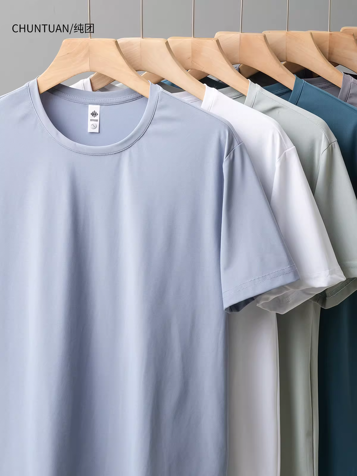 Áo thun cotton pique lụa băng nguyên chất dành cho nam, tay ngắn, kiểu dáng mùa hè nhẹ nhàng, cổ tròn, màu trơn, thoáng khí, nhanh khô, áo lót nửa tay.