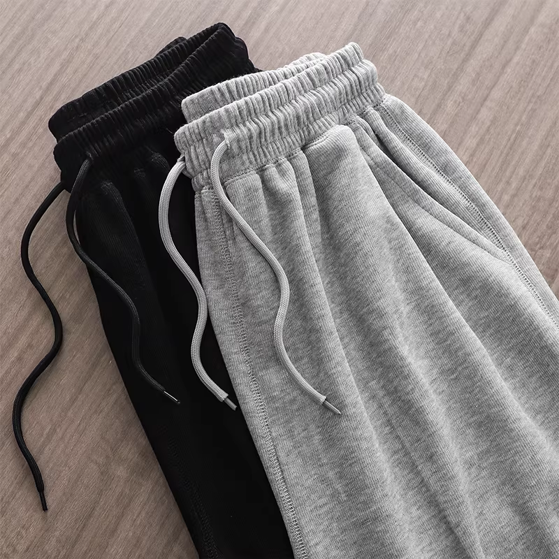 Quần thể thao hạng nặng kiểu Nhật dành cho nam, quần ống rộng dáng rộng mùa xuân thu, quần dài đến sàn đường phố, quần dài thể thao lưng thun, phong cách giản dị, hợp thời trang.