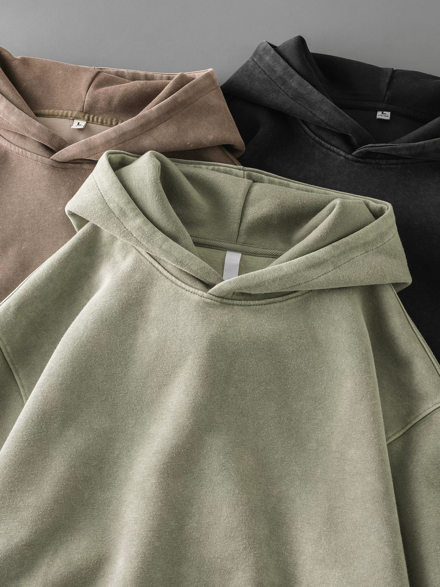 Áo hoodie nỉ dày dặn Pure Group 400G dành cho nam, phong cách retro Mỹ mùa thu, màu trơn nhuộm sáp, áo khoác thể thao thời thượng