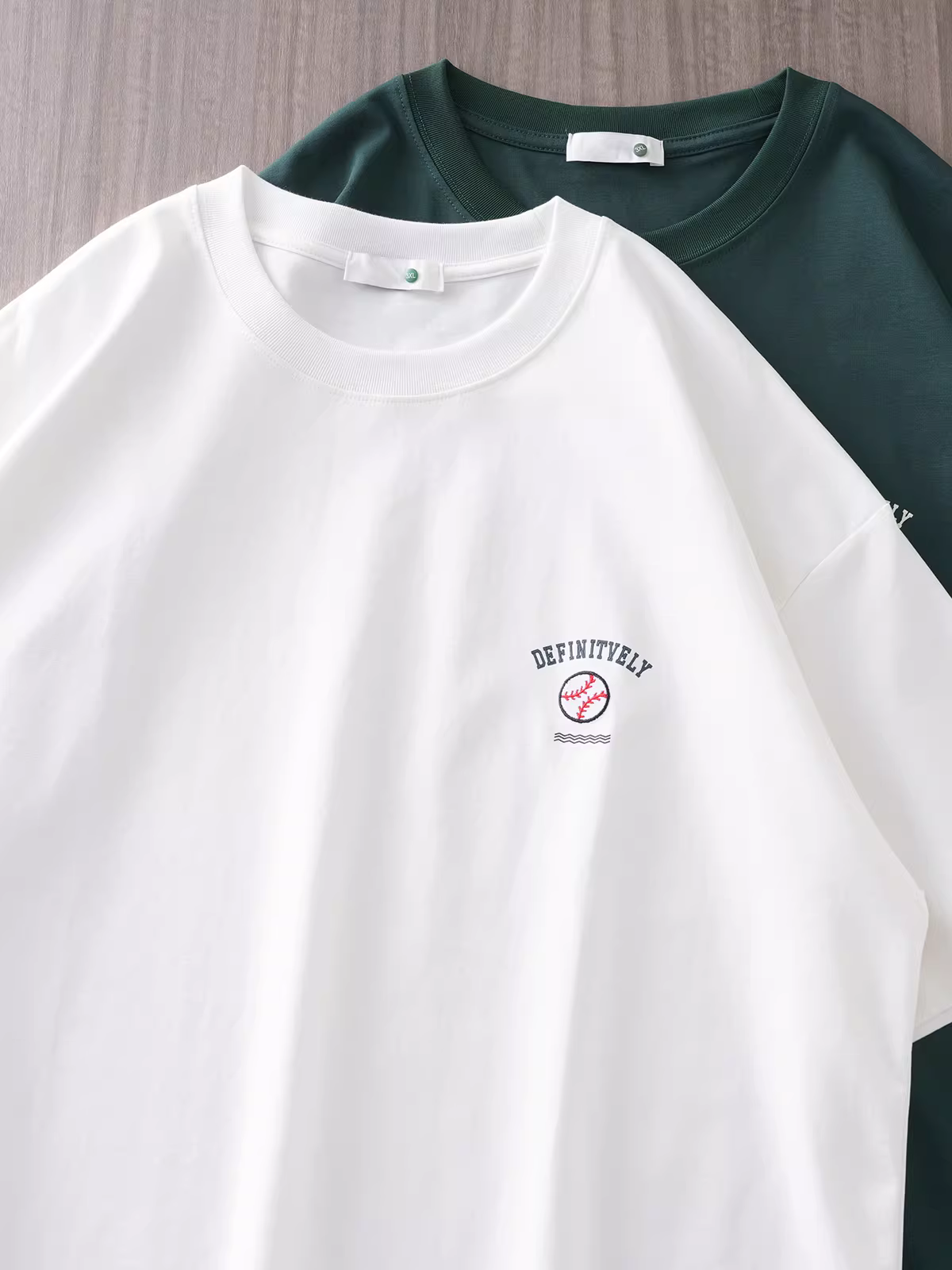 Áo thun ngắn tay hạng nặng Pure Group 260G dành cho nam, cổ tròn mùa hè, dáng rộng, thêu bóng chày cổ điển, áo sơ mi cơ bản màu trơn.