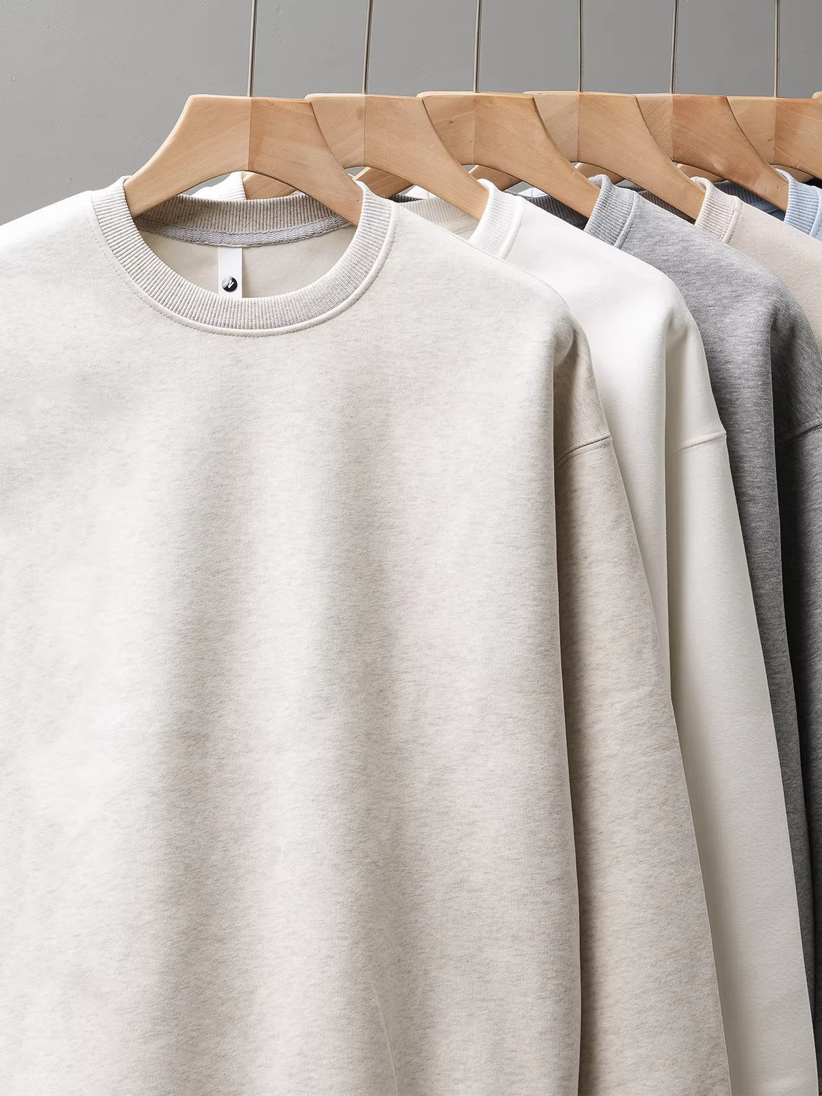 Áo nỉ cổ tròn hạng nặng 460G dành cho nam, lót lông cừu mùa thu đông, phong cách Mỹ, dáng rộng, dày, áo sơ mi màu trơn, áo khoác dài tay nam