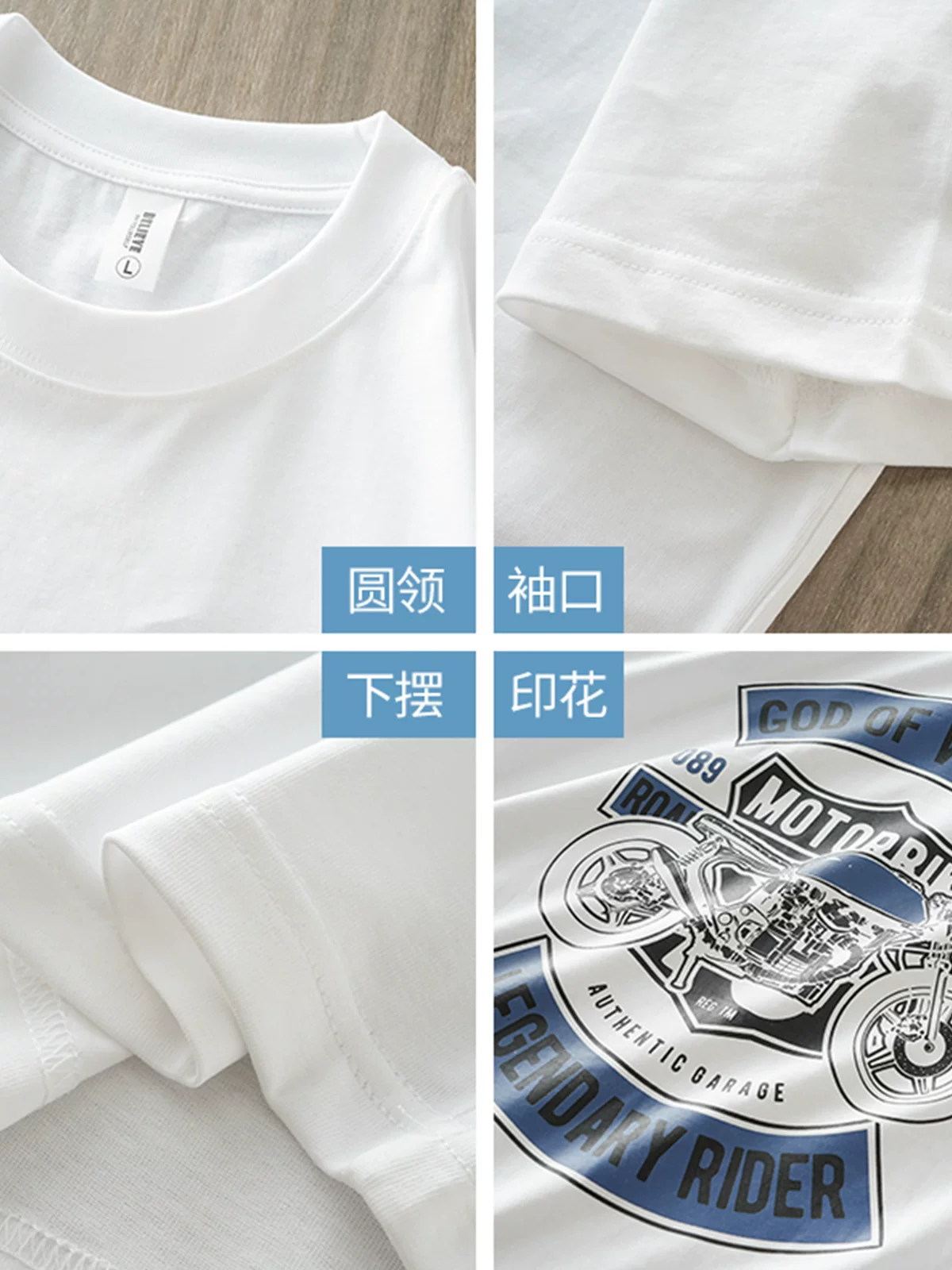 Áo thun cotton nguyên chất hạng nặng kiểu Mỹ dành cho nam, tay ngắn, thương hiệu hợp thời trang mùa hè, in hình xe máy cổ điển, áo nửa tay rộng.