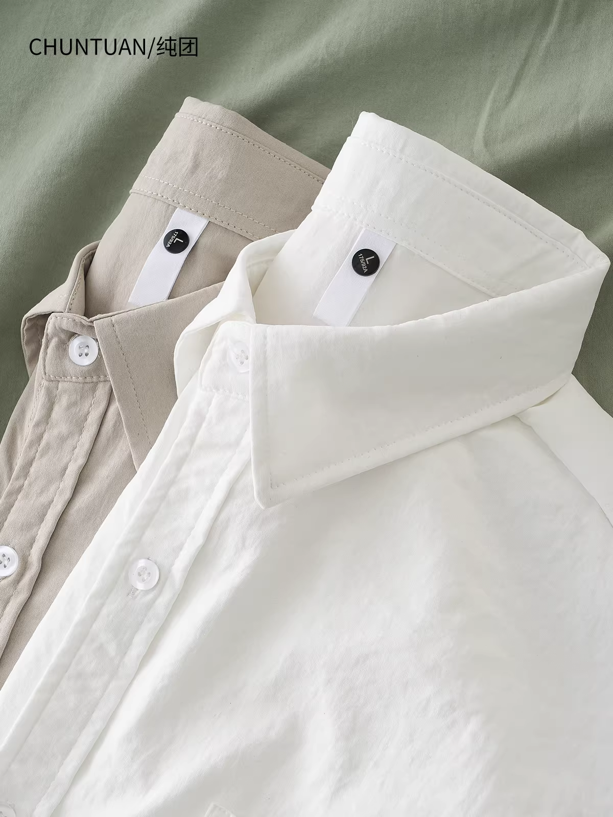 Áo sơ mi ngắn tay bằng vải lụa nhẹ dành cho nam, áo sơ mi có túi màu trắng đa năng thông thường cao cấp của Mỹ, áo khoác mỏng