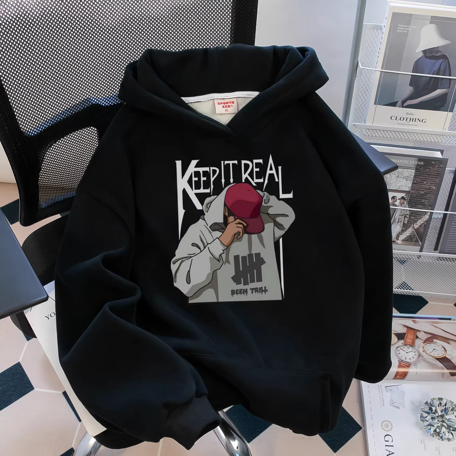 Outlet~ Thương hiệu xuất khẩu thanh lý hàng tồn kho mùa thu đông áo nỉ có mũ trùm đầu mới có lót lông cừu phong cách unisex