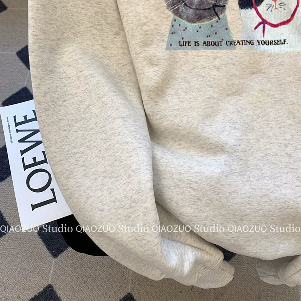 Outlet~ Quầy thương mại nước ngoài thương hiệu thương hiệu thời trang phong cách Hàn Quốc mới áo nỉ lót lông cừu mùa thu đông kiểu dáng giản dị mới dành cho nữ