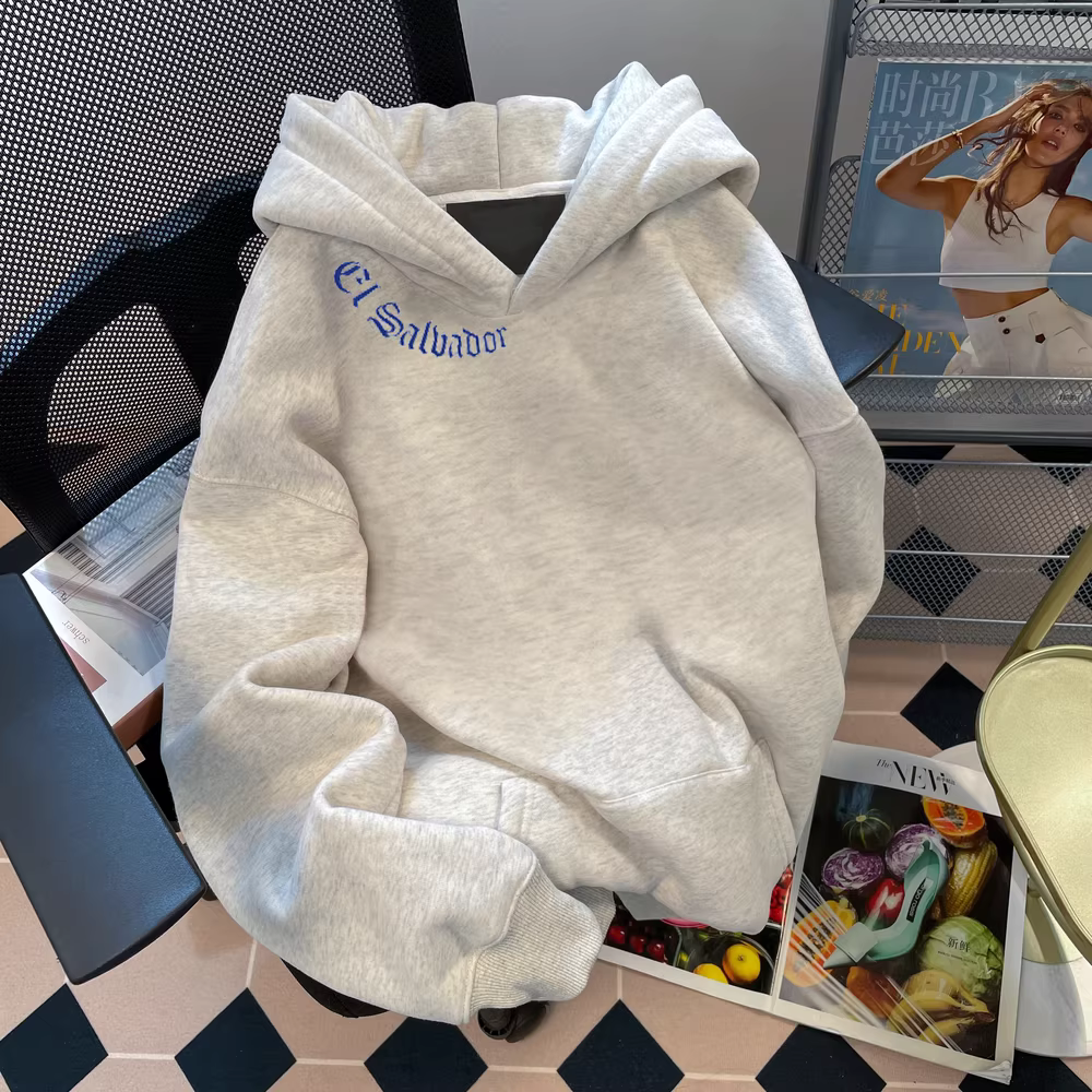 Cửa hàng~ Quầy hàng thương mại quốc tế có thương hiệu cắt mác và bán lỗ, áo hoodie cổ điển Mỹ dành cho nam và nữ, kiểu dáng thời thượng lót lông mùa đông.