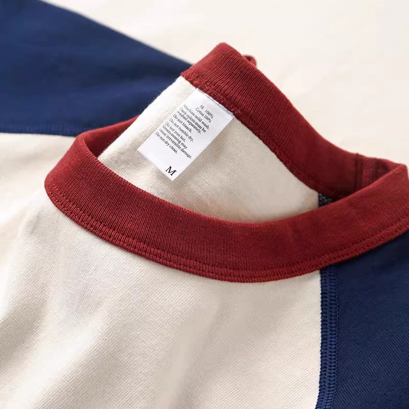 Áo thun tay ngắn phối màu, kiểu raglan, chất liệu cotton nguyên chất, thời trang, hàng xuất khẩu, giá rẻ, dành cho nam và nữ.